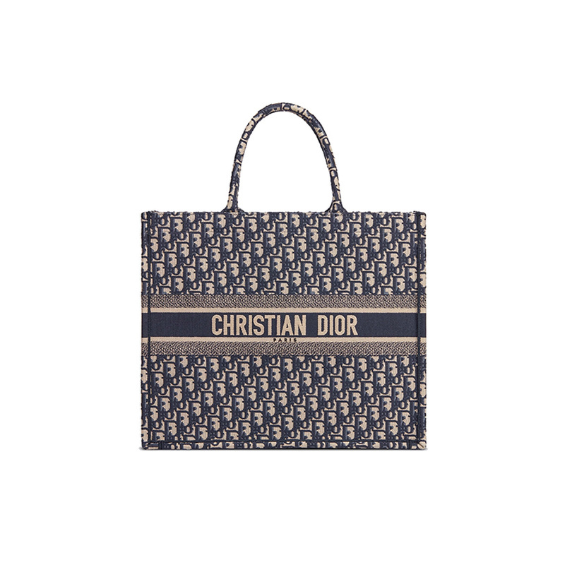9.5 New Dior Booktote Canvas Denim Blue Women's Large Tote Bag Handbag 9.5 New Dior Booktote Canvas Denim Blue Women's Large Tote Bag Handbag
