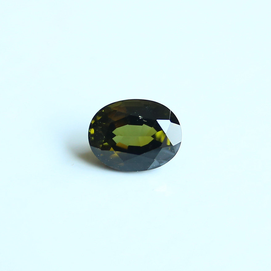 One-dollar beat 3 carat natural green tourmaline bare stone oval ring crystal transparent fire shine men's and women's unbroken