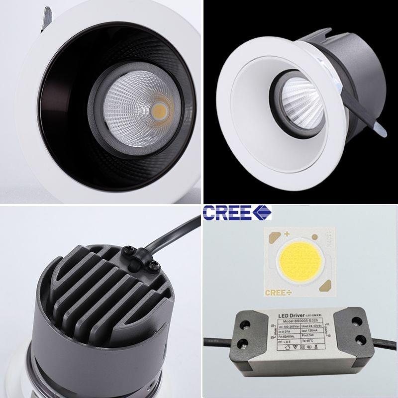 Cree deep anti-glare COB spotlight embedded living room hotel wall washing smart dimming color home ownerless LED downlight