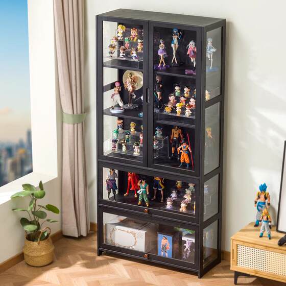 Display Cabinet, Glass Cabinet, Household Gap-Proof Dust-Proof Storage Shelf, Toy Display Box, Wine Cabinet