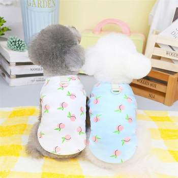 New spring and summer small dog peach print vest with traction buckle cross-border ready-made pet clothing