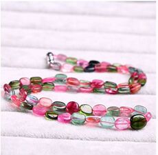 Украшения на шею 18.19克精美天然碧玺项链塔链不定型原石型女款带鉴定证书