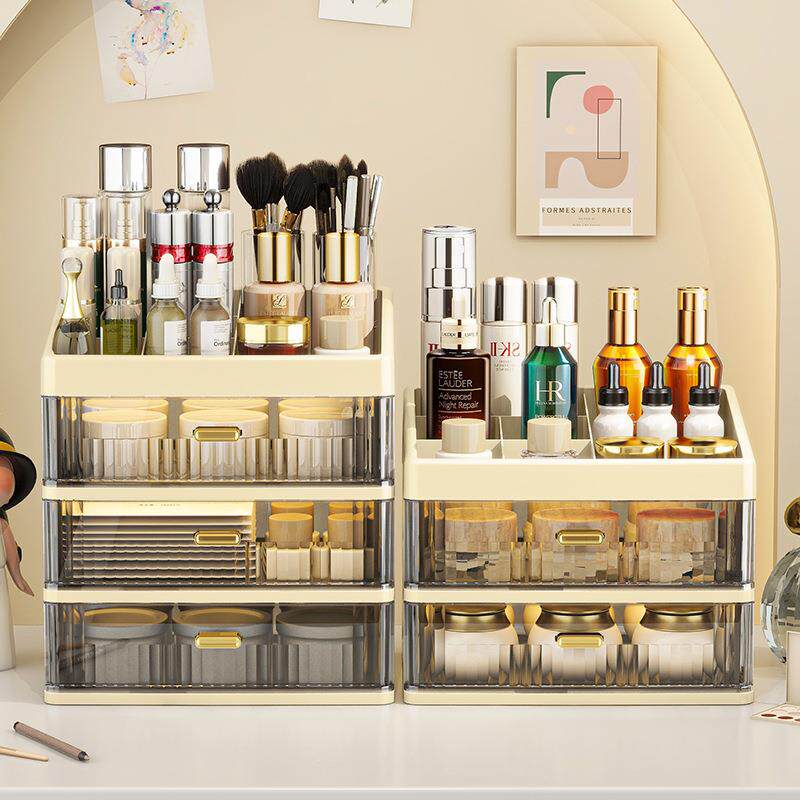 Desktop storage box cosmetics storage rack transparent drawer-type office desk stationery organization box
