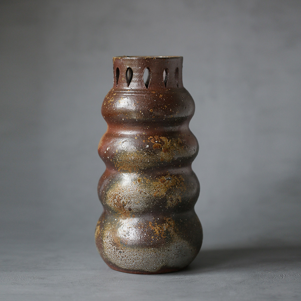 Japan's Bizen Burning Mezawa Takasaku Extreme Flame Pattern Double-Series Flower Inscription