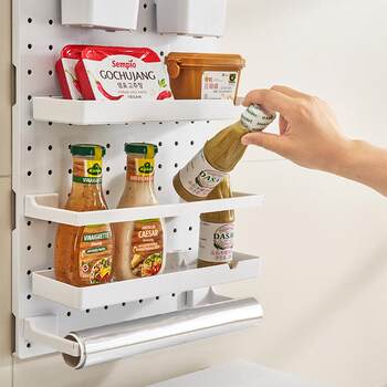 Perforated board storage rack plastic large-capacity kitchen wall-mounted storage wall punch-free wall-mounted multi-functional storage rack