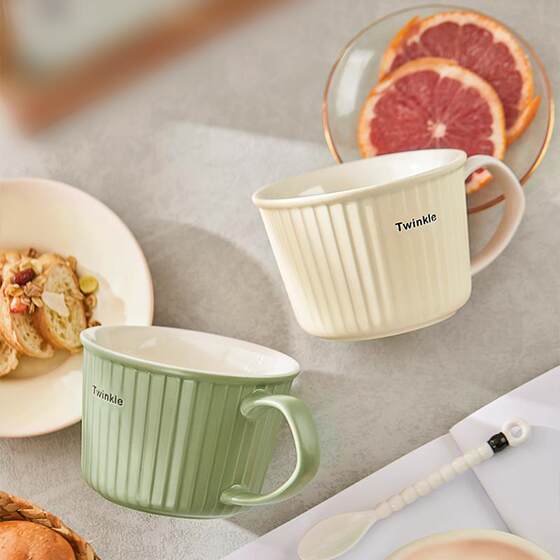 Ceramic Instant Noodle Bowl, High-Looking Breakfast Cup, Large-Capacity Water Cup, Oatmeal Cup, Microwaveable Mug, Milk Cup