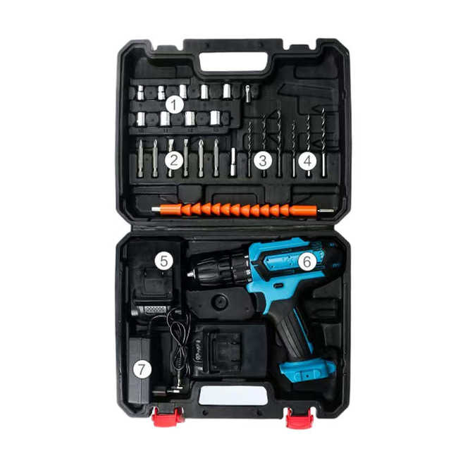 Electric drill power tool repair household rechargeable electric hand impact drill set screwdriver impact drill 21v