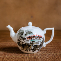 Rare Cultural Revolution old porcelain teapot 1970s official kiln porcelain Hongjiang large ball mud hand-painted single pot for tea making home collection