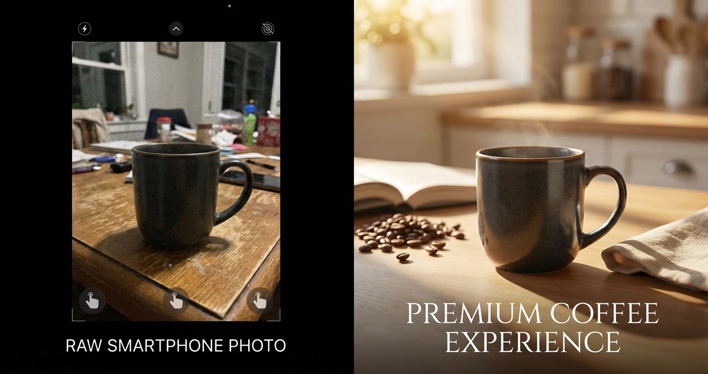 Raw images transforming into high-quality, ready-to-use product images