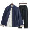 Authentic suit with buckle retro youth Chinese middle-aged and elderly coats cotton and linen Tang style spring and autumn Chinese style men's clothing three