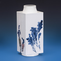 One step at a time a rare item from the old collection hand-painted blue and white underglaze red cabbage and radish inlaid porcelain vase P