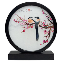 Fine Suzhou embroidery pure handmade double-sided embroidery table screen Happy Eyebrows new Chinese style ornaments gift box collection for gift giving