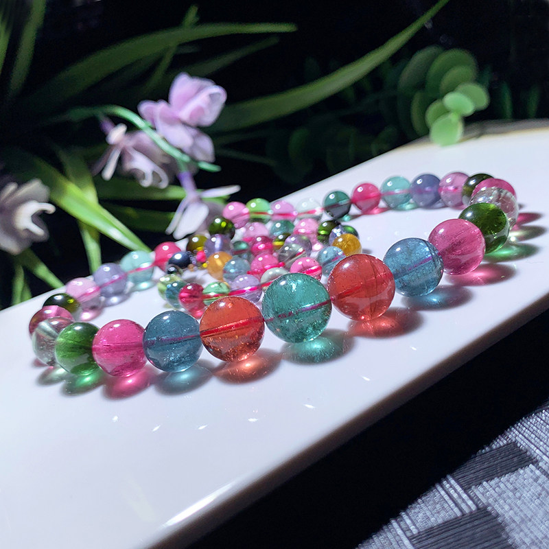 Handmade Tourmaline Ta Chain 67 30g Beads 6 8-13mm Natural Brazilian Crystal Candy Necklace 25581