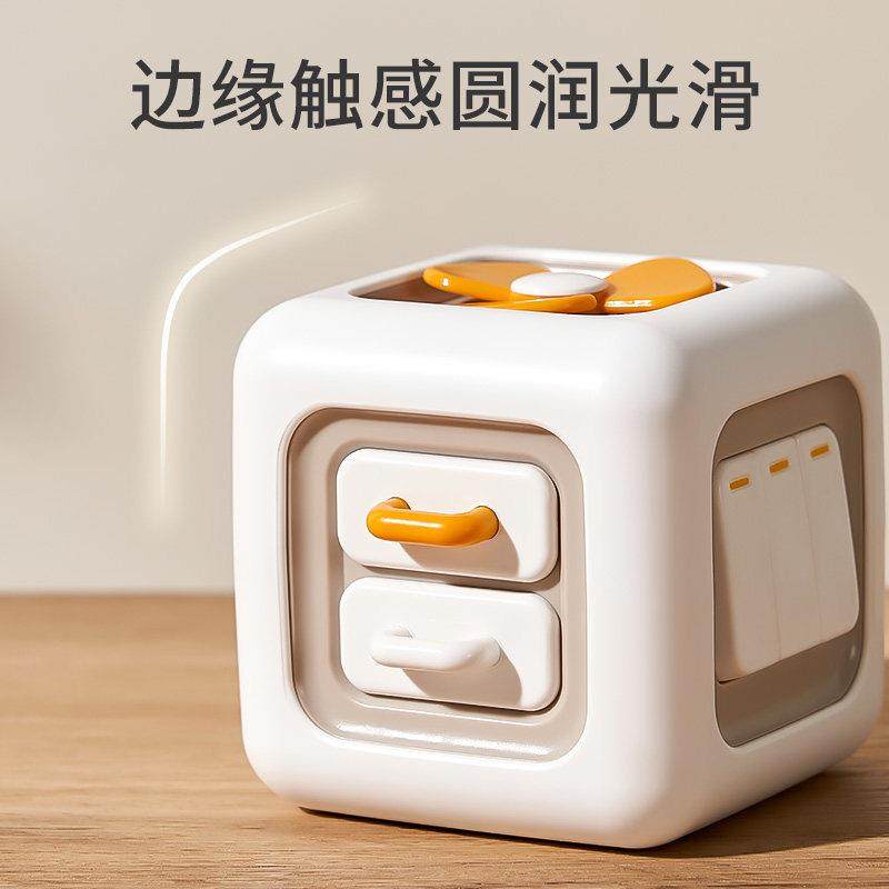 Montessori Early Education Magic Cube Activity Ball for Infants, Educational Busy Ball for 0-1 Year Old Babies, Switch Box, 2 Hexahedral Toys, 3