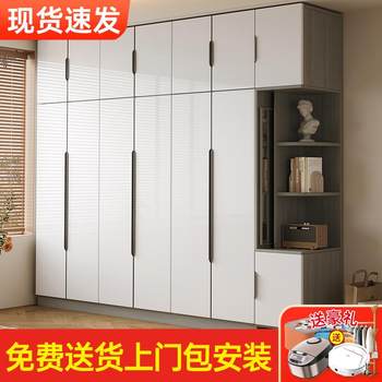 Cream style solid wood storage cabinet wardrobe home bedroom small apartment modern simple cabinet whole house furniture combination