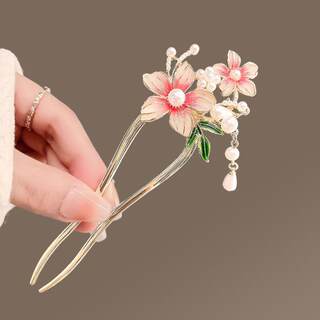 Han Dynasty Hair Accessories for Girls, Ancient Style Flower Tassel Hairpins, Little Girls' Hairpins, Ancient Costume Headwear, U-Shaped Hairpins