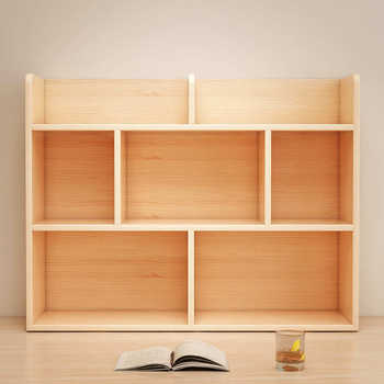 Solid wood bookshelves desktop storage shelf desk storage lattice cabinet bedroom office desk storage bookcase
