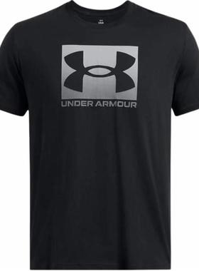 Under Armour Boxed 圆领套头logo短袖T恤 男款 黑色/石墨
