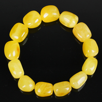 14mm pure natural chicken fat yellow amber beeswax bucket bead bracelet large hand circumference 32 47 grams