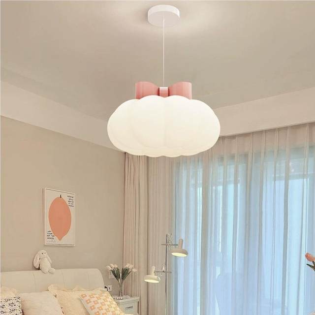 Wind bow pumpkin cloud lamp simple modern light luxury little internet celebrity female cream female 690 children children's room bedroom