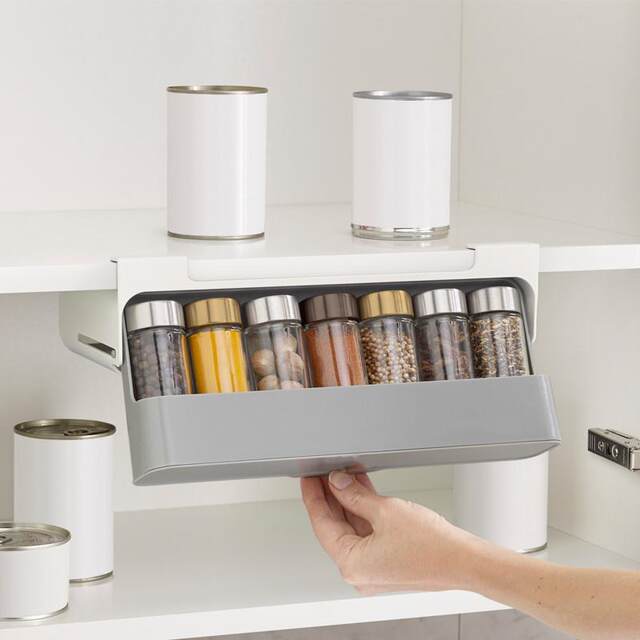 Condiment bottle storage rack hidden kitchen condiment bottle condiment box hanging condiment jar storage rack drawer punch-free