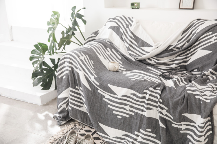Tre điều hòa không khí chăn văn phòng ngủ trưa bông Bắc Âu giản dị hai lớp sợi nhuộm jacquard tua đôi chăn - Ném / Chăn chăn lông cừu loại dày