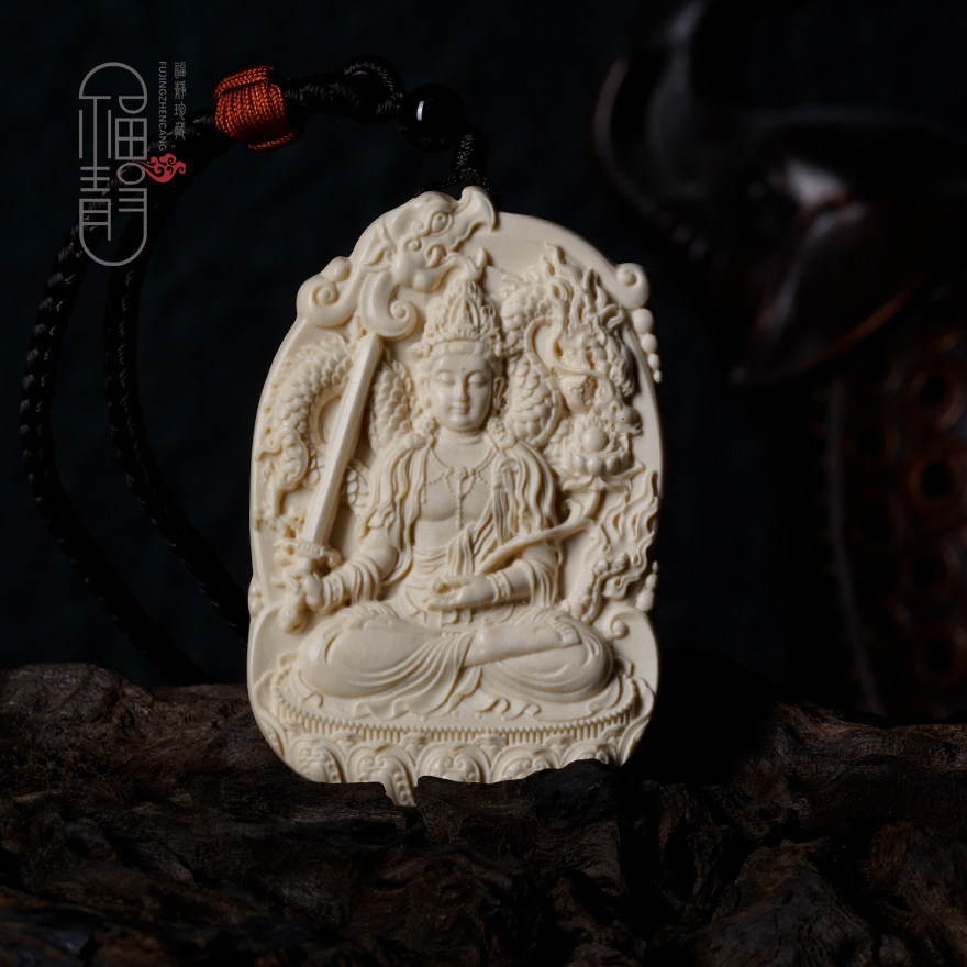 Vacant Tibetan Bodhisattva ] Mammoth dental carving pendant pending piece of mammoth ivory ice listed