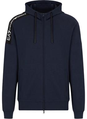ARMANI/阿玛尼 EA7 FW24 连帽纯棉字母 拉链 长袖开衫男款藏蓝色
