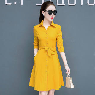 衣裙24爆款新款夏中长款装中国风衣系腰带有口袋的衬衫裙