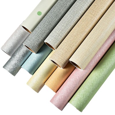 简约墙纸自粘纯色蚕丝纹防水3d立体墙贴纸温馨卧室客厅壁纸翻新贴