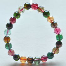 Old material tourmaline 7 5mm 17g natural Brazilian rainbow tourmaline bracelet womens crystal candy single circle A230