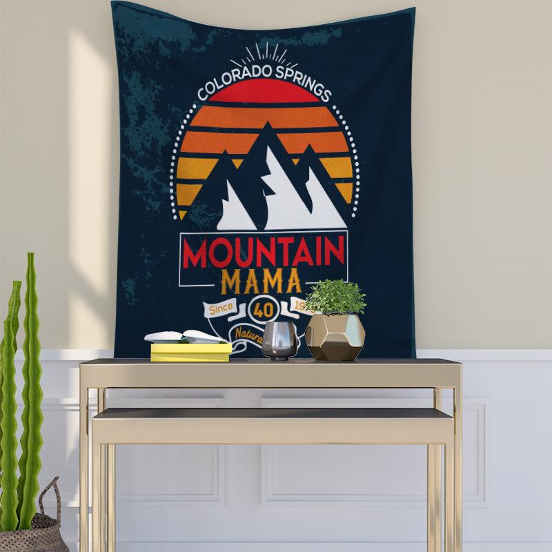 Cross-Border Retro American-Style Landscape Tapestry Trendy Cool Camping Site Print Home Wall Decoration Tapestry Wall Hanging Wall Decor