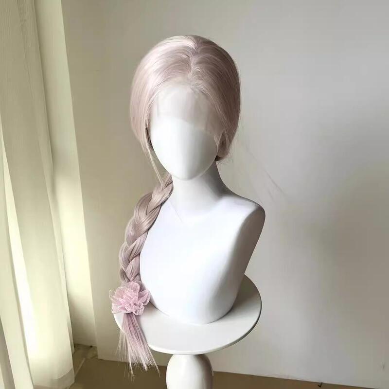 Xuchang City Jian'An District Autumn Crafts Shop Pink Hand-Crocheted Lace Wig Full Head Frontal Lace Misty Pink Gold