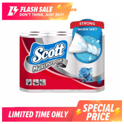 SCOTT MULTI PURPOSE KITCHEN TOWEL (60S X 6 ROLLS)