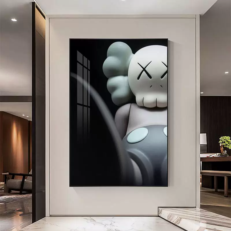 [kaws玄关挂画 画网红轻奢装饰画 画直播间卧室暴力熊客厅沙发背景]