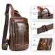 Cowhide Chest Bag for Men, First-Layer Cowhide, Vintage Oil-Waxed Leather, Fashionable Men's Chest Bag, Single Shoulder Handbag, Crossbody Bag