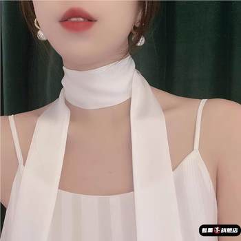 High-end neckband small scarf scarf women's long silk scarf neckband streamer belt hairband ribbon matching shirt