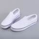 Slip-On White Canvas Shoes, Hand-Painted Black and White Canvas Shoes, Lazy Couple Shoes, Hospital Nurse Shoes, Rainier 227