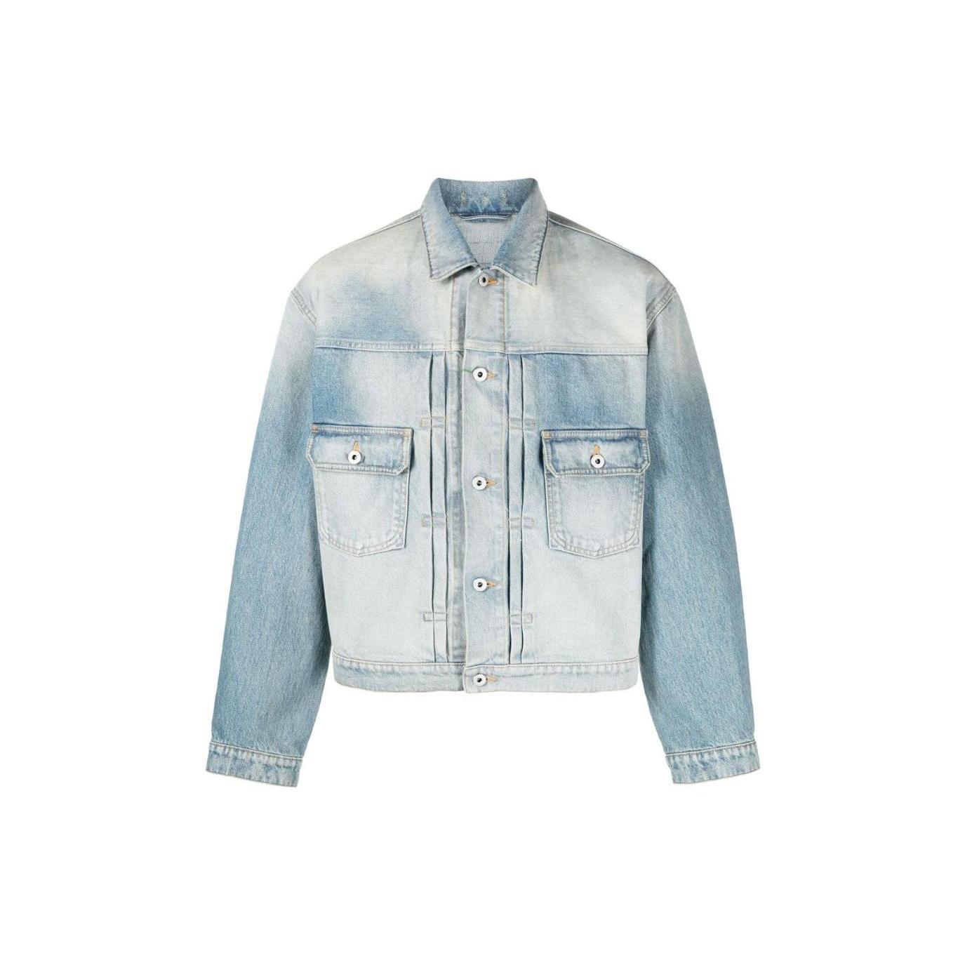 KENZO SS23 春夏新品 褪色效果翻领长袖牛仔外套 男款 蓝色