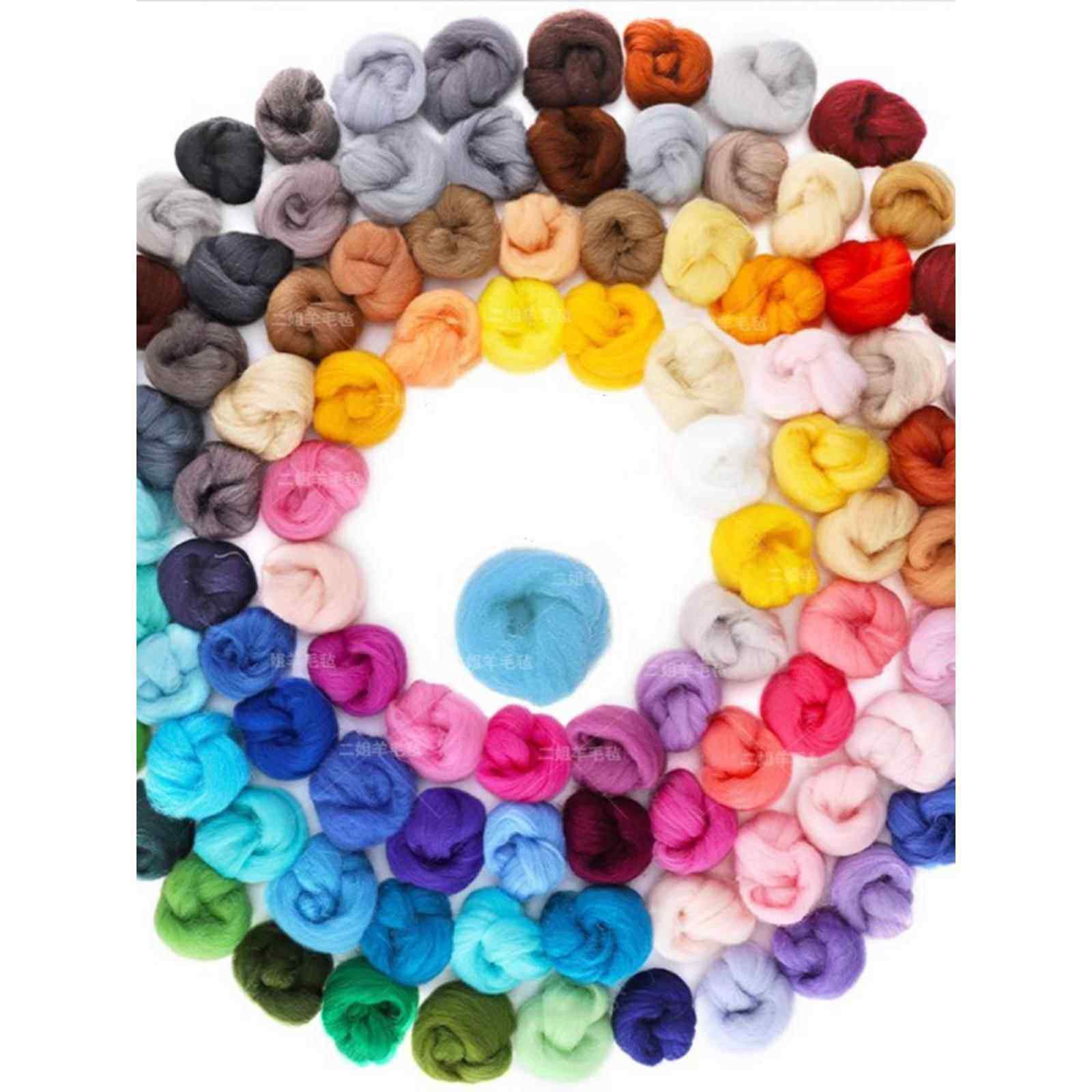 50g Pack of Wet Felt Needle Felt Wool Strips for Needle Felting, Colorful Wool Felt Material for Handmade Diy, White Base