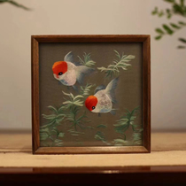 Purely handmade Suzhou embroidery walnut night light set box Golden and Jade Mantang new Chinese style home decoration ornaments gift