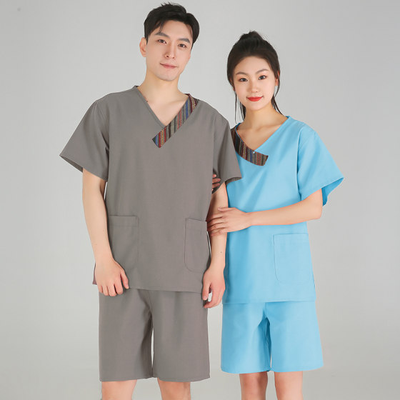 汗蒸服女款足疗按摩服情侣洗浴桑拿服睡衣浴衣男浴服大码家居睡衣