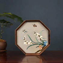Exquisite gift box pure handmade Suzhou embroidery double-sided embroidered walnut wood ornament Orchid Butterfly intangible cultural heritage business souvenir