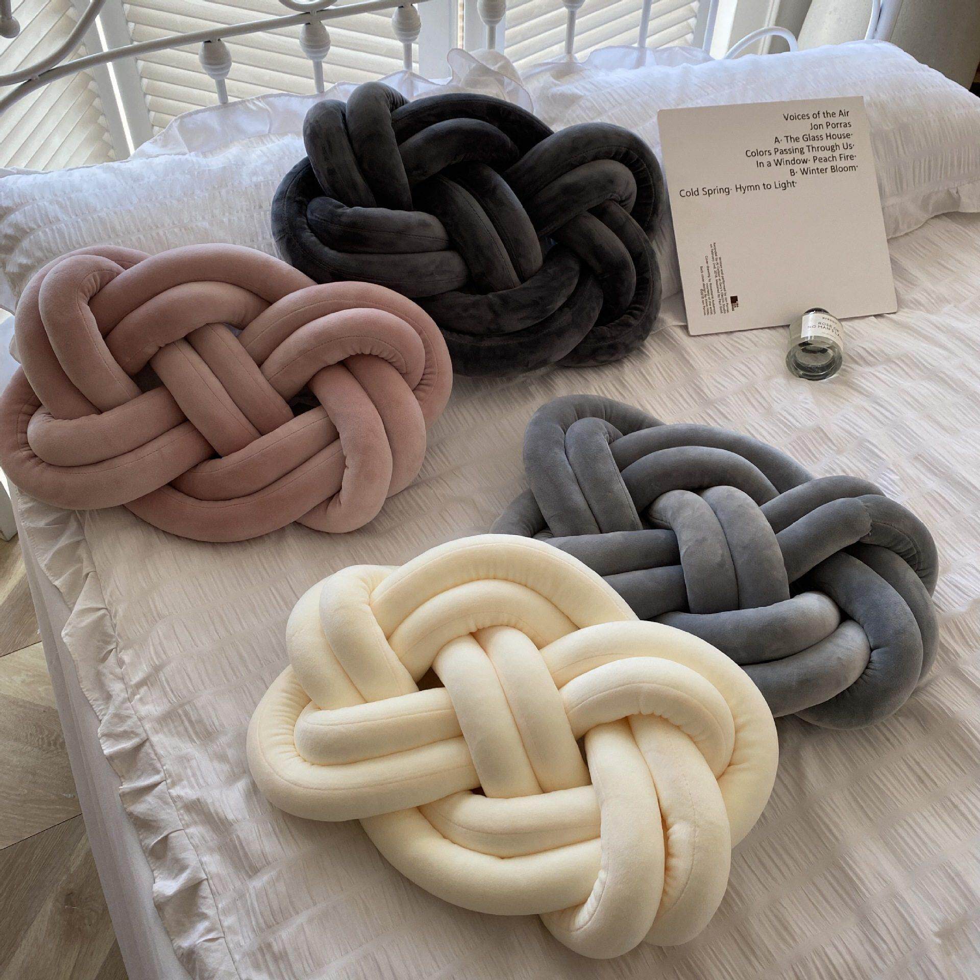 Ins Nordic cushion sofa back pillow decoration bay window cushion bed and breakfast hand-woven knotted twist pillow