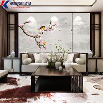 New Chinese embroidery hard bag TV background wall bedside sofa spray painting living room mural bedroom hotel unique embroidery customization
