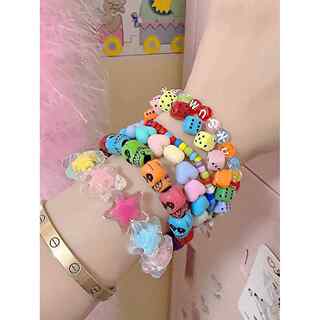 Dopamine Multi-Layered Bracelet Y2K Spicy Girl Subculture Bracelet ins Style Candy-Colored Accessories Millennial Niche