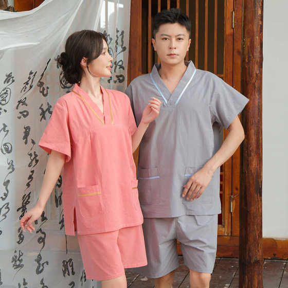 汗蒸服浴服棉质男女桑拿洗浴服大码家居服睡衣情侣按摩足疗服刮痧