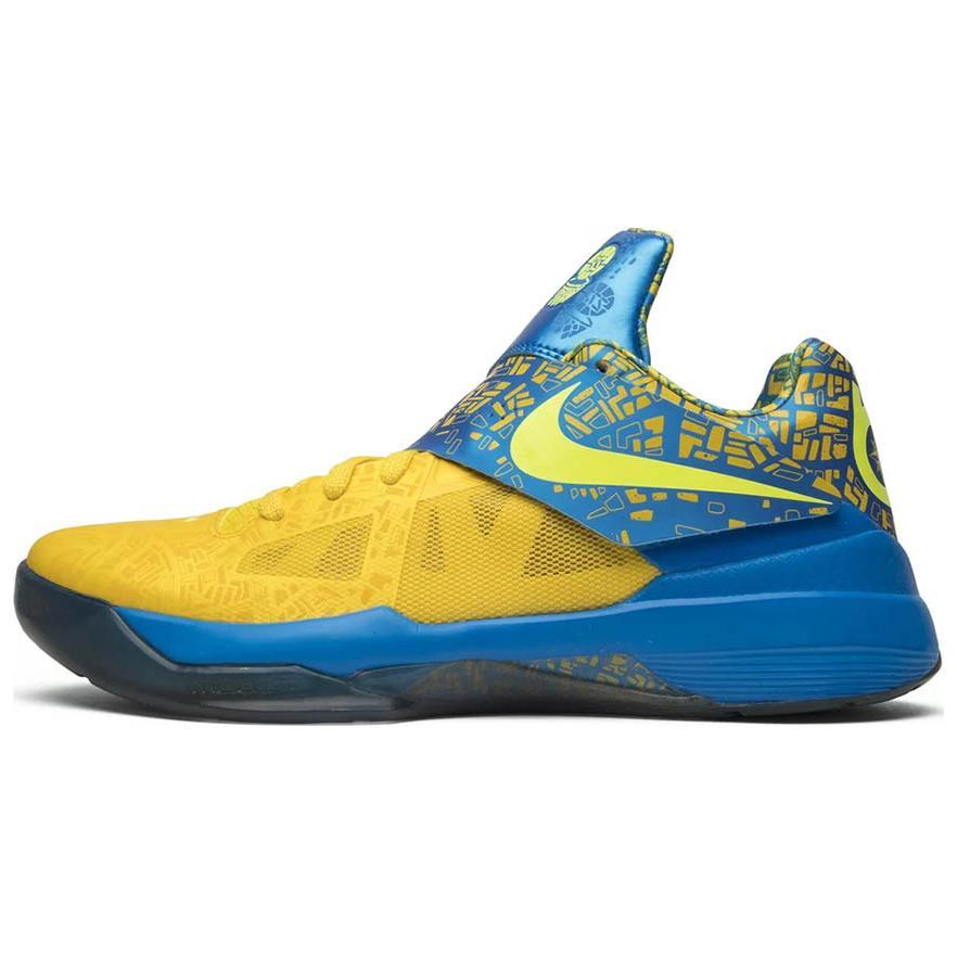 Nike KD 4 舒适百搭 防滑耐磨 低帮 篮球鞋 男女同款 蓝黄色
