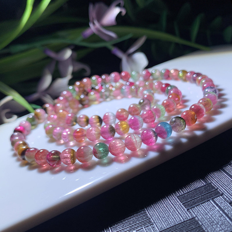 Tyin Dreamy Watermelon Beatrite Hand Refine 5 8 mm 29 3 gr Two Circles Bicolor Crystal Raw Stone Handmade Woman 12755