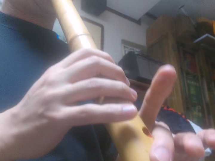 中古】尺八 2尺4寸 約74㎝ 露秋 ☆ 津山流 ☆ 銀三線 ☆ 銀縁歌